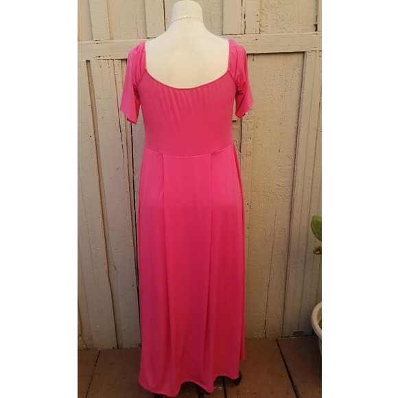 2x New Plus Size Pink Deep V Neck Long Dress - Picture 6 of 7